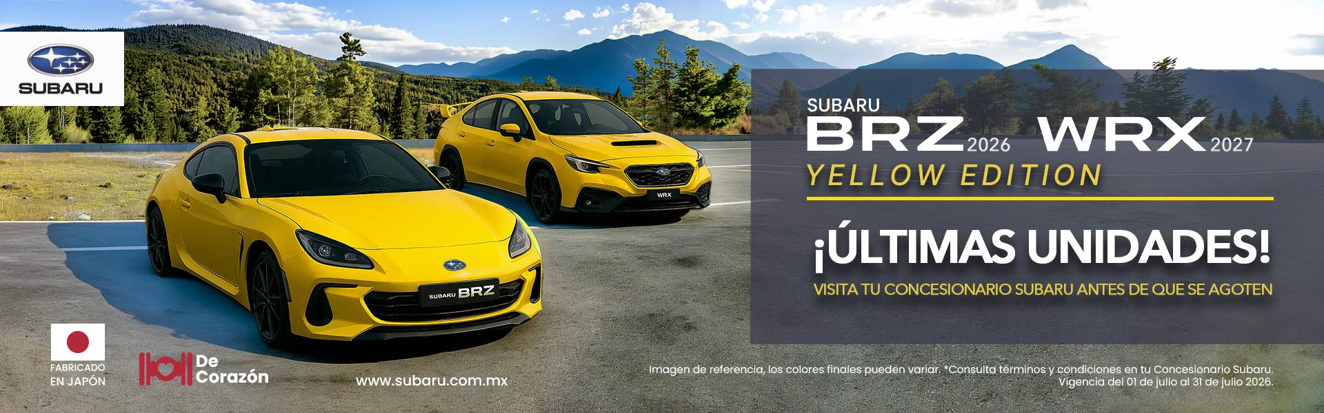 Subaru BRZ 2026 y WRX 2027 Yellow Edition